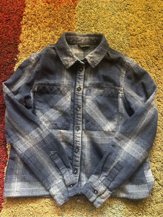 Topshop Tops - Topshop Plaid Shacket Overshirt Women’s US 6 Navy Blue Gray 100% Cotton